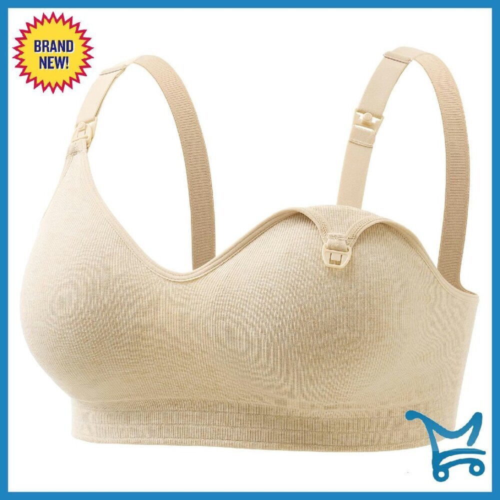 Soft Cotton Seamless Nursing Bra Wireless Maternity Fixed Padding
